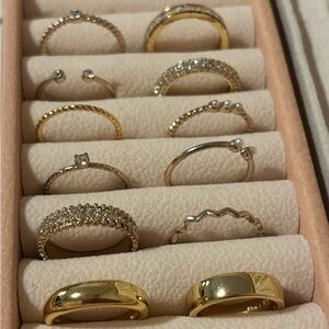 Elegant Gold and Silver Rings Set